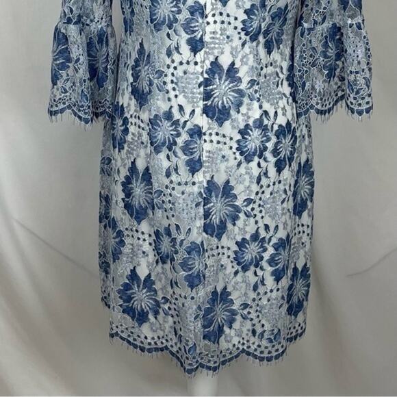Jessica Howard Blue White Embroidered Lace Dress Size 6 - Picture 6 of 13